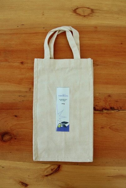 Bolsa de algodón crudo para 2 botellas